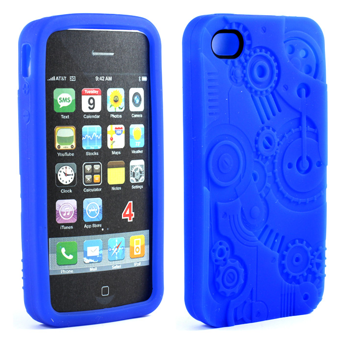 iPhone 4 4S 3D CLOCK Work Case (Blue)